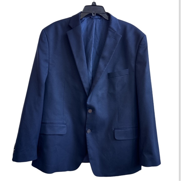 Michael Kors Mens Size 46R Sport Coat Navy Pique Textured Fully Lined 2 Button - Picture 2 of 7